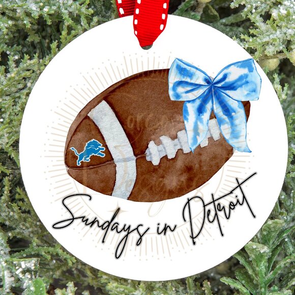Sunday's In Detroit Christmas Ornament 2.75x2.75 Ceramic New - Picture 1 of 1